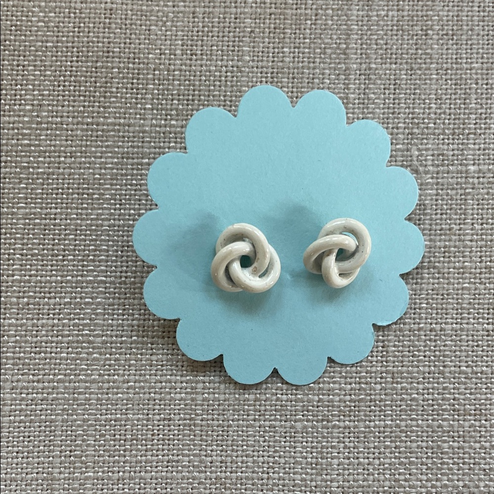 Elegant White Knot Earrings